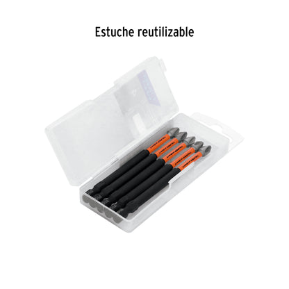 Estuche con 5 puntas de cruz PH2 de impacto largo 4" · vista 5