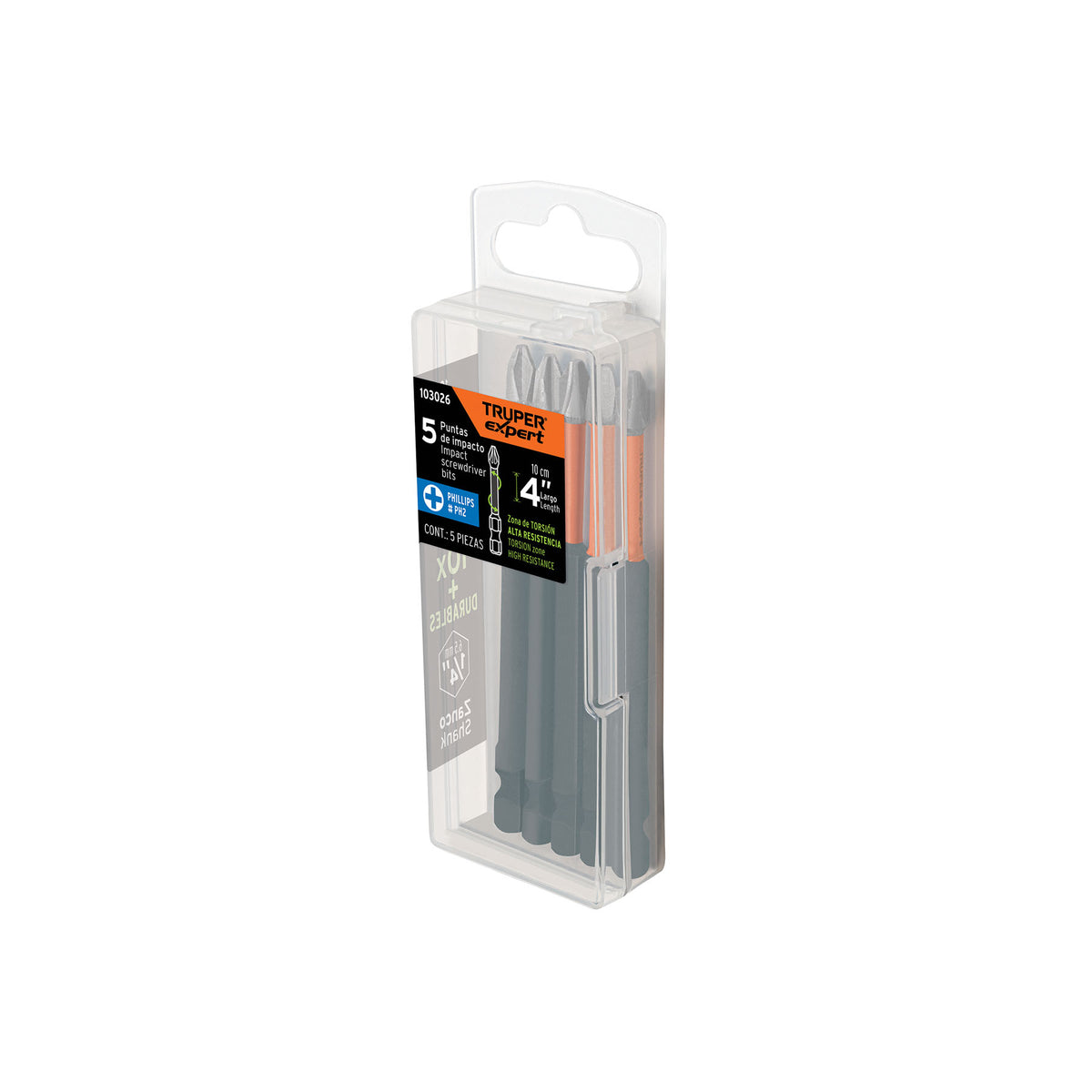 Estuche con 5 puntas de cruz PH2 de impacto largo 4" · vista 6