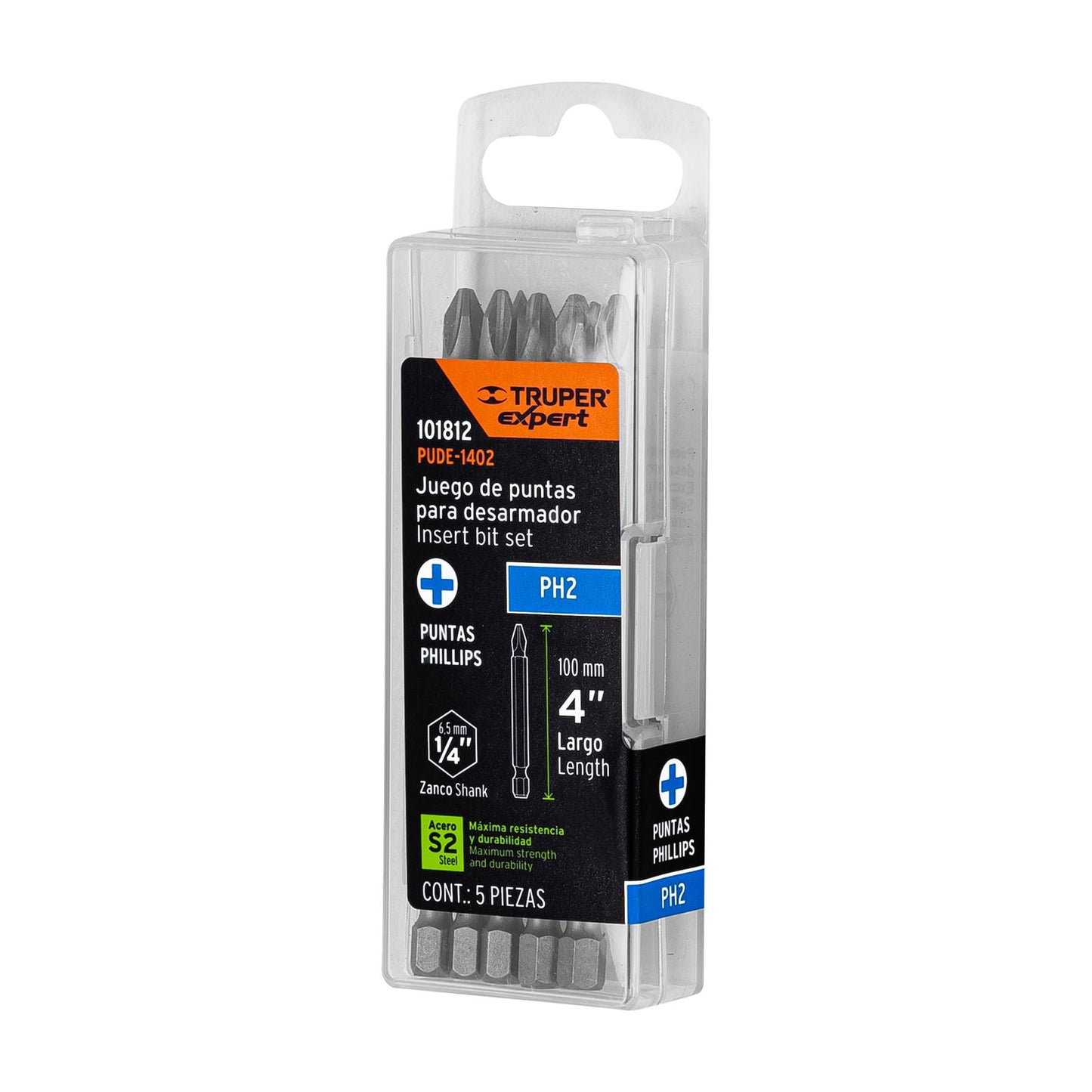Puntas de Cruz PH2 de 4"  Estuche con 5 unidades