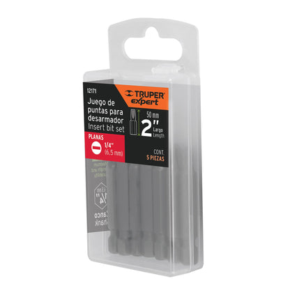 Puntas Planas de 1/4"  Estuche con 5 unidades