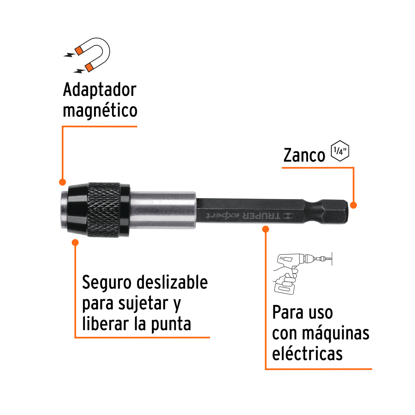 Extensión Magnética de 5" para Puntas  Cambio Rápido