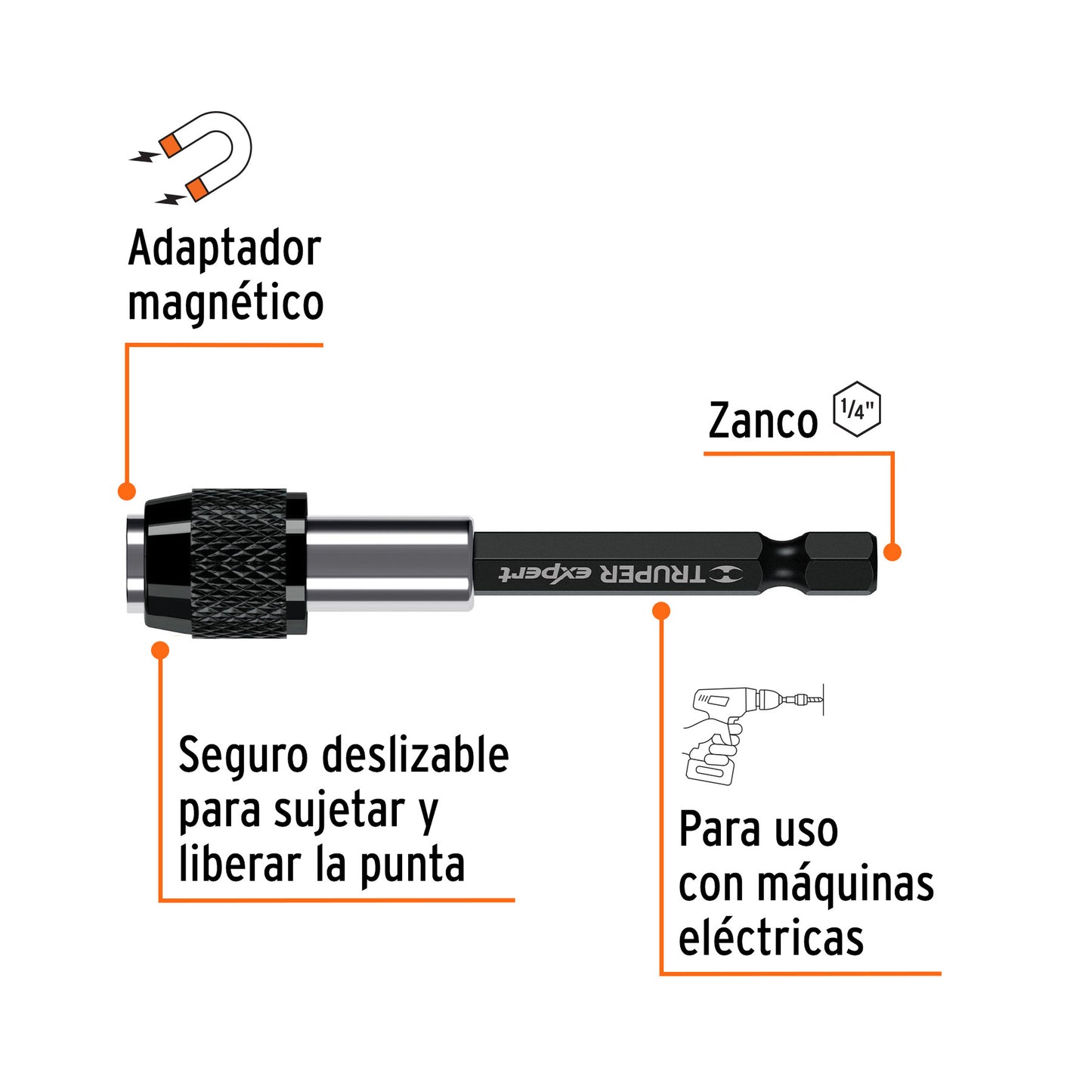 Extensión Magnética de 3" para Puntas  Cambio Rápido