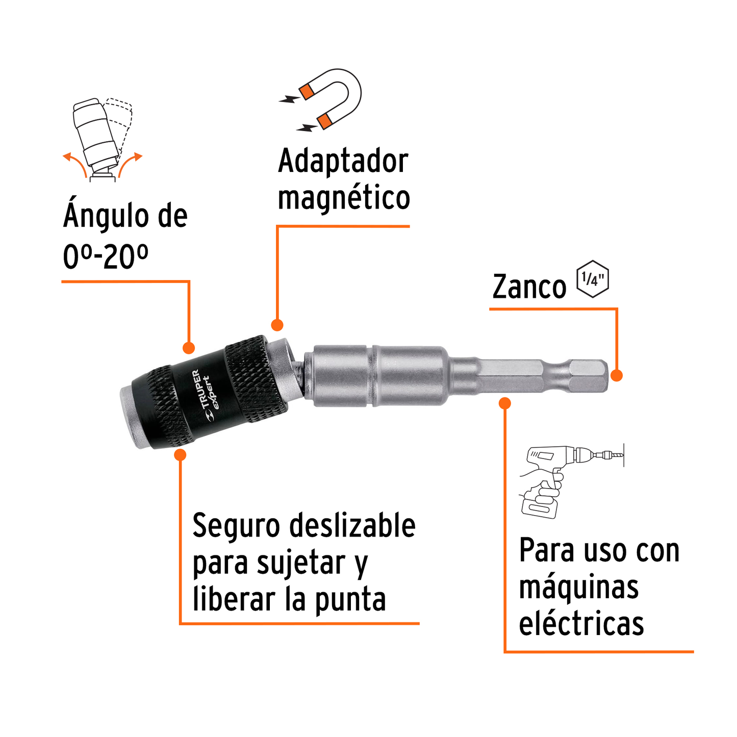 Extensión Magnética Articulada de 3 1/2" para Puntas