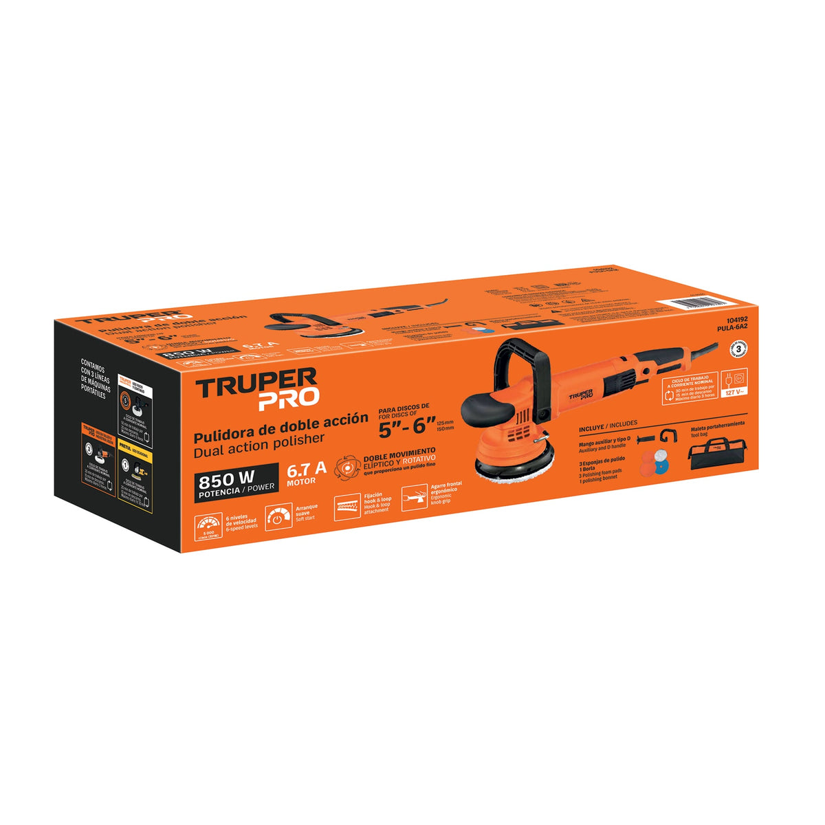 Pulidora doble acción 6" 850W, TRUPER PRO · vista 2