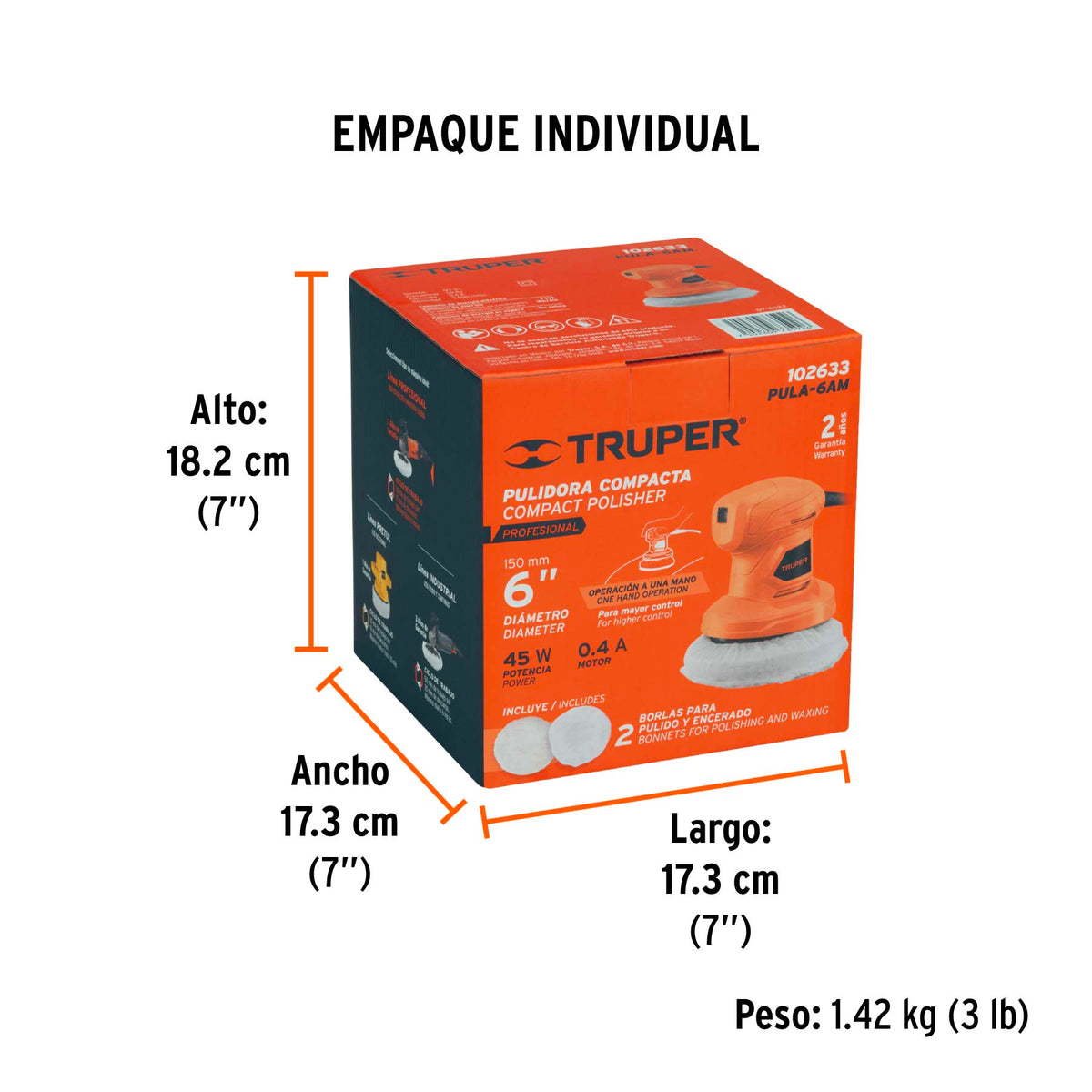 Pulidora roto-orbital compacta 6 pulg 45W - SKU 102633