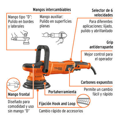 Pulidora doble accion 6 pulg 900W - SKU 102333