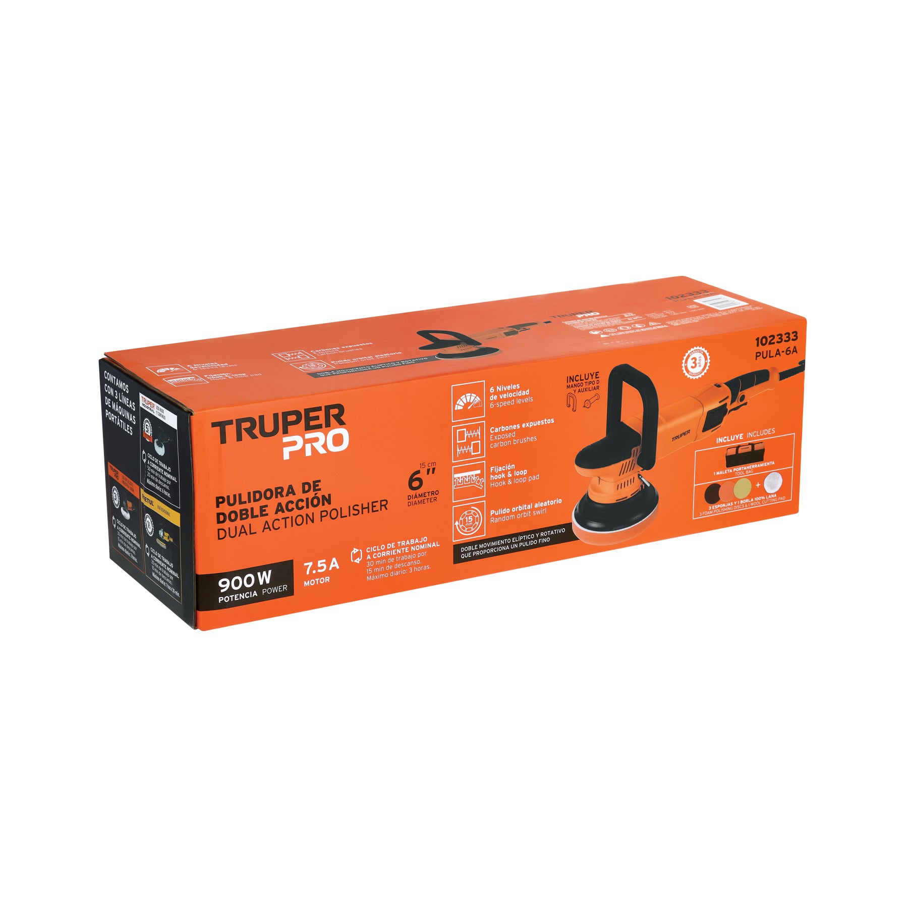 Pulidora doble accion 6 pulg 900W - SKU 102333