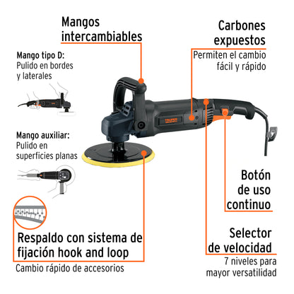 Pulidora rotativa 7 pulg 1200W INDUSTRIAL - SKU 16673