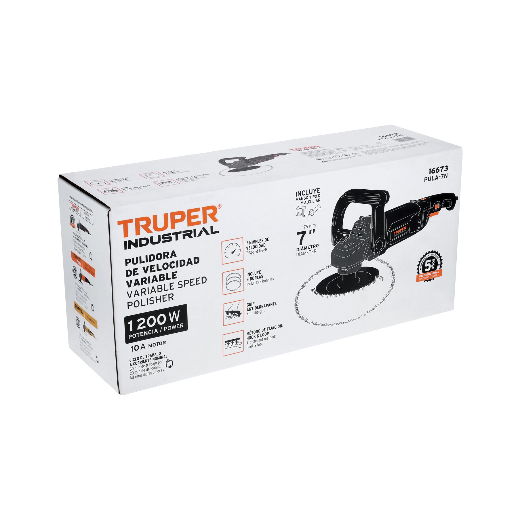 Pulidora rotativa 7 pulg 1200W INDUSTRIAL - SKU 16673