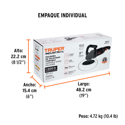 Pulidora rotativa 7 pulg 1200W INDUSTRIAL - SKU 16673