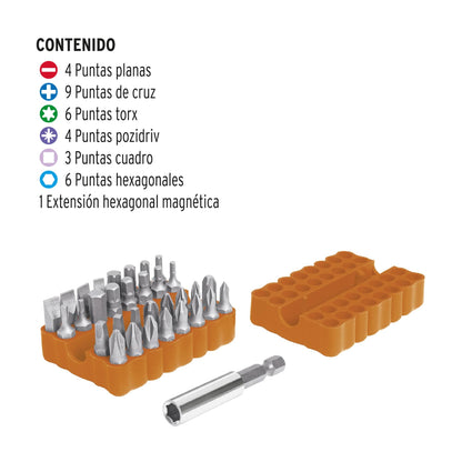 Juego de Puntas Mixtas de 1" 33 piezas
