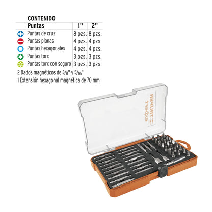 Juego de Puntas Mixtas Largas de 1" 47 piezas