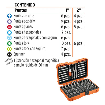 Juego de puntas mixtas 1pulg. y 2pulg.