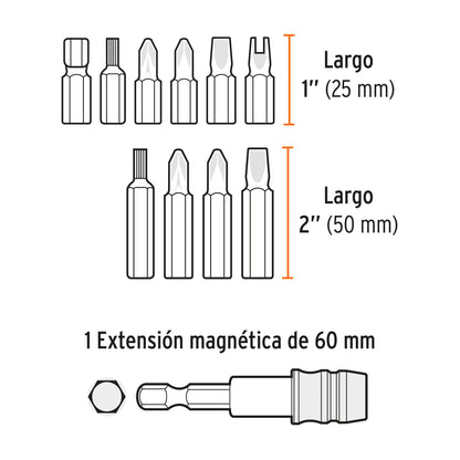 Juego de puntas mixtas 1pulg. y 2pulg.