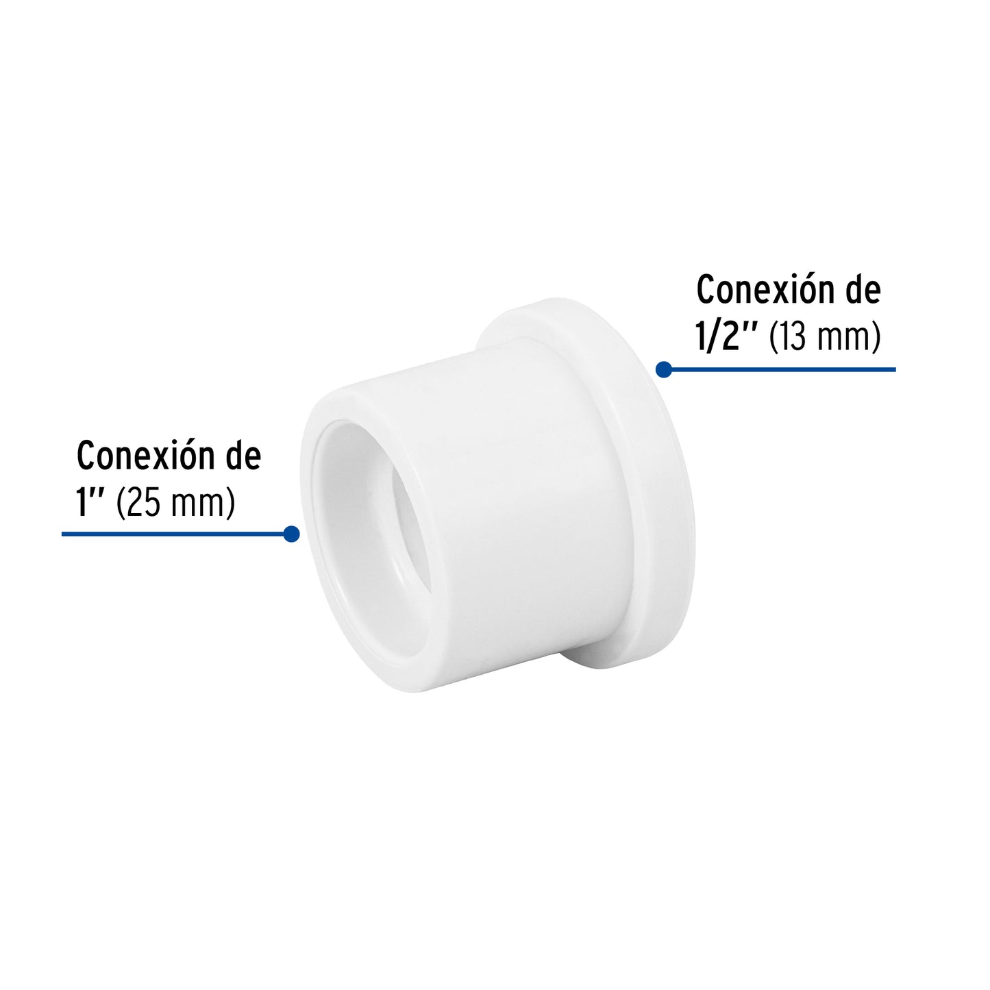 Reducción bushing de PVC cédula 40 de 1 a 1/2 pulgada para tubería