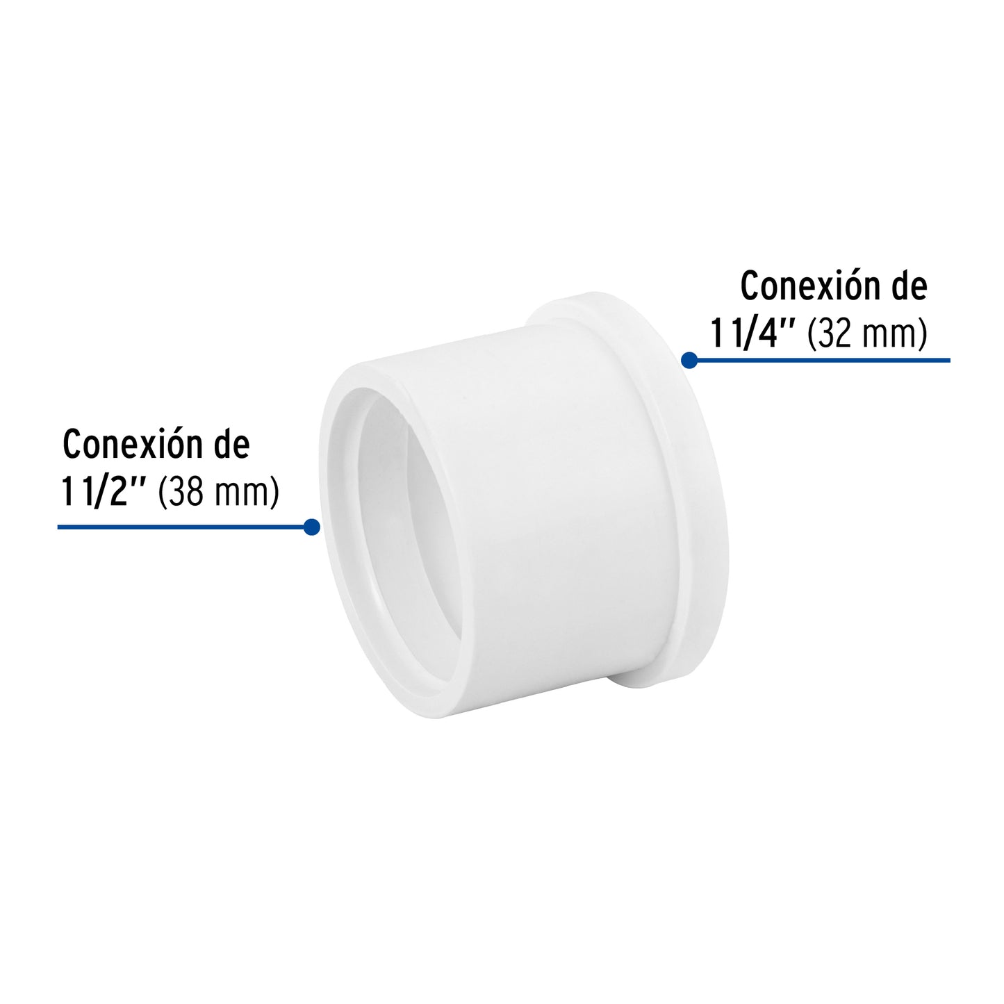 Reducción bushing de PVC cédula 40 de 1 1/2 a 1 1/4 pulgadas para tubería