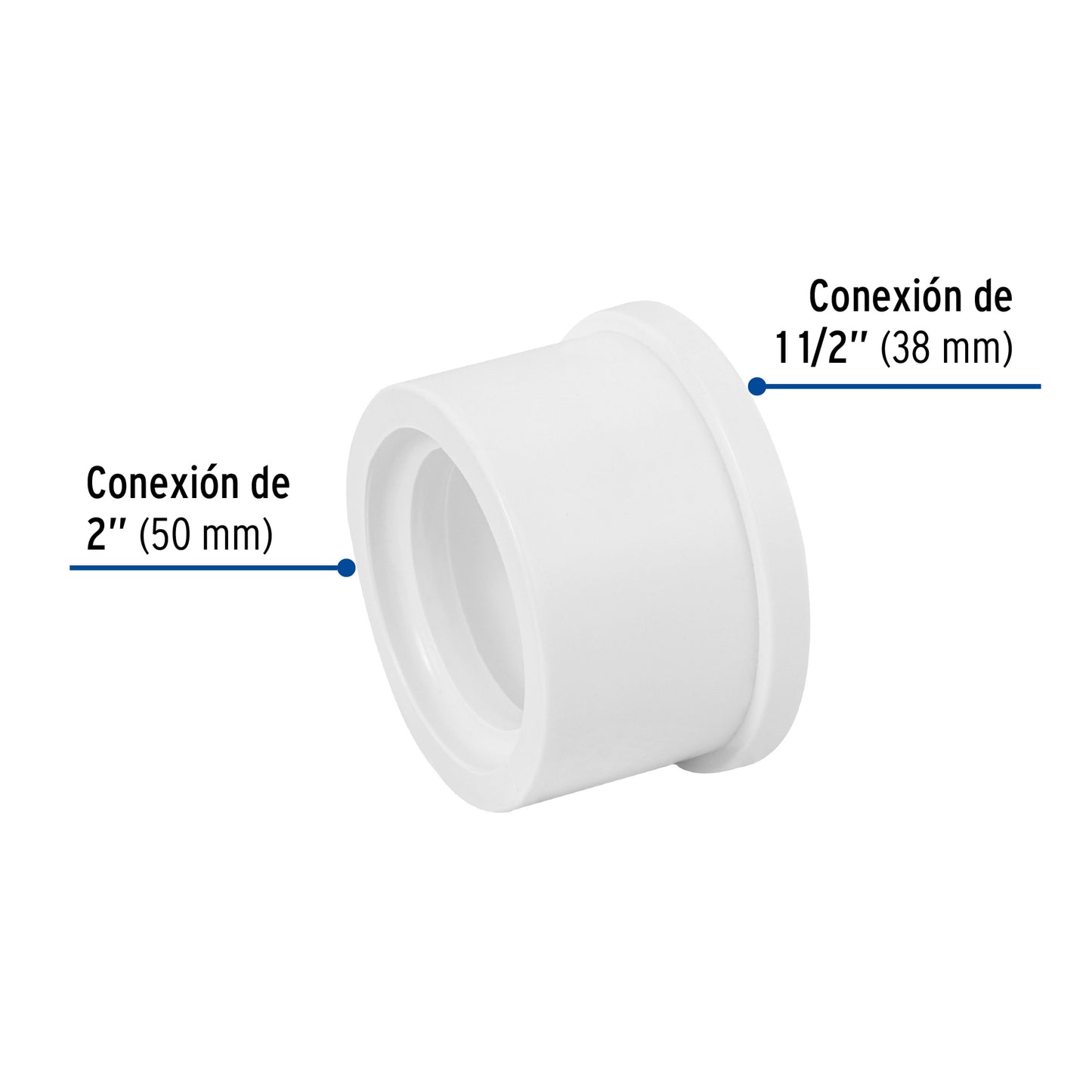 Reducción bushing de PVC cédula 40 de 2 a 1 1/2 pulgadas para tubería