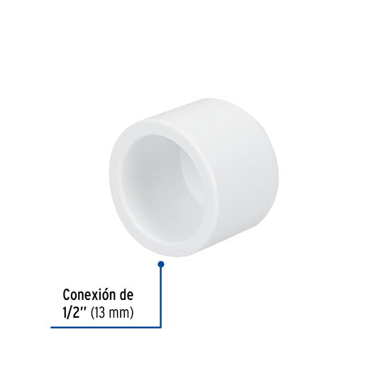 Tapón de PVC cédula 40 de 1/2 pulgada para tuberíaTapón de PVC cédula 40 de 1/2 pulgada para tubería