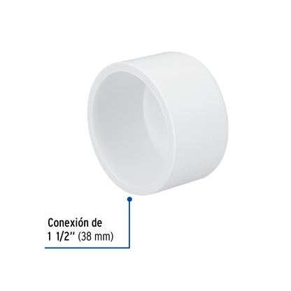 Tapón de PVC cédula 40 de 1 1/2 pulgadas para tubería