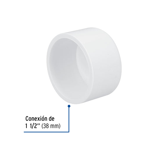 Tapón de PVC cédula 40 de 1 1/2 pulgadas para tubería