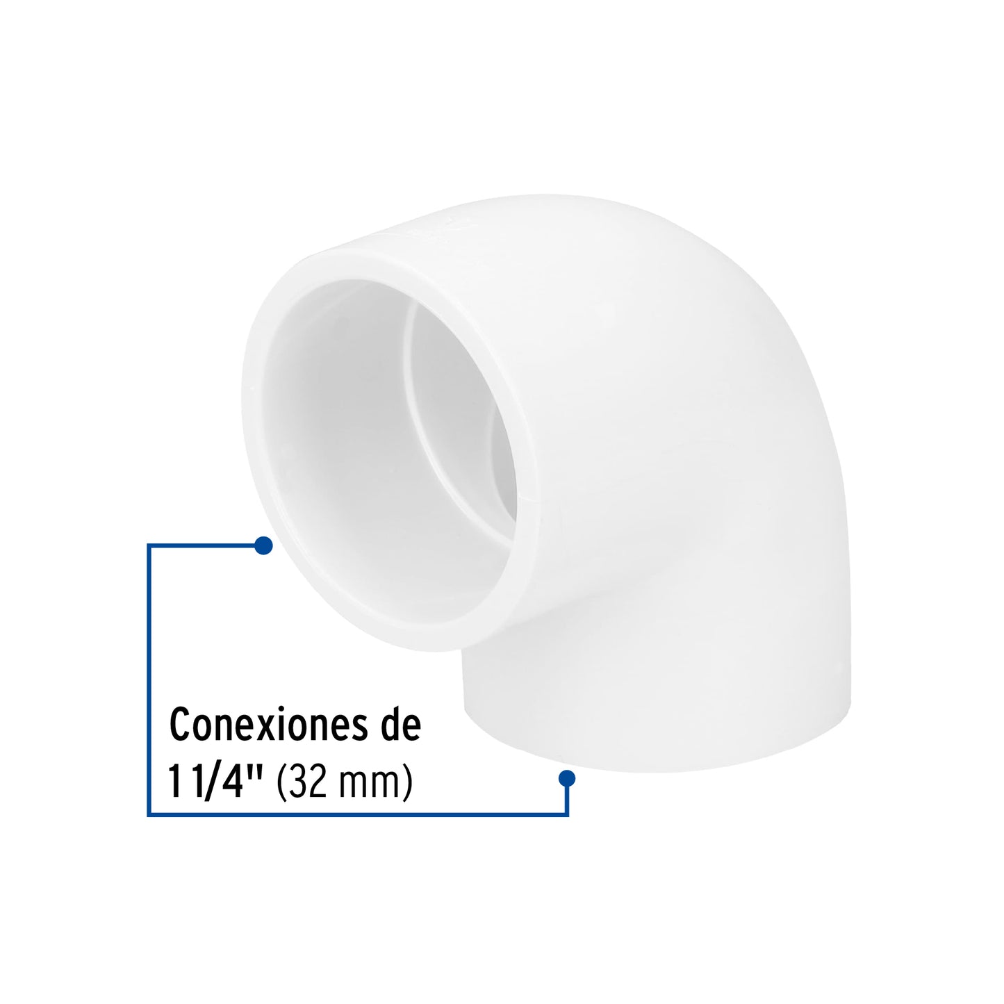 Codo de PVC de 1 1/4 pulgadas a 90 grados