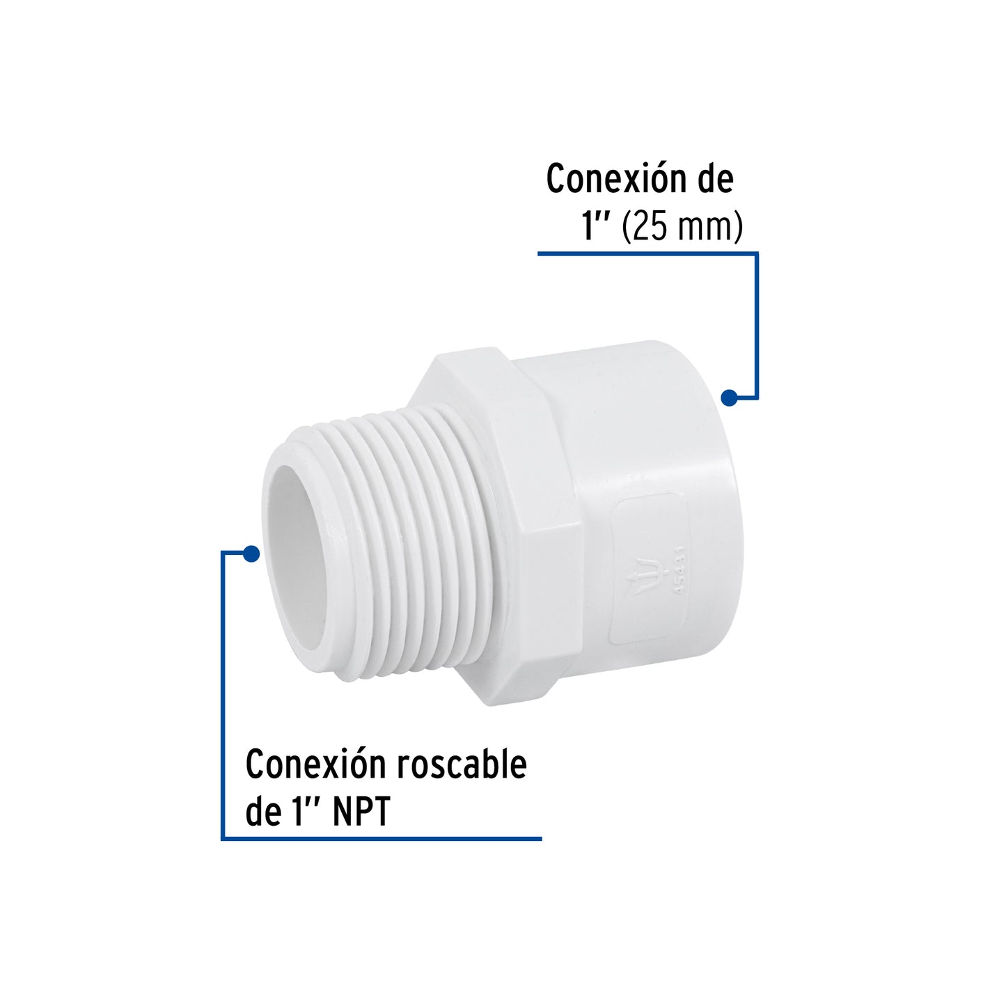 Adaptador macho de PVC cédula 40 de 1 pulgada con rosca NPT
