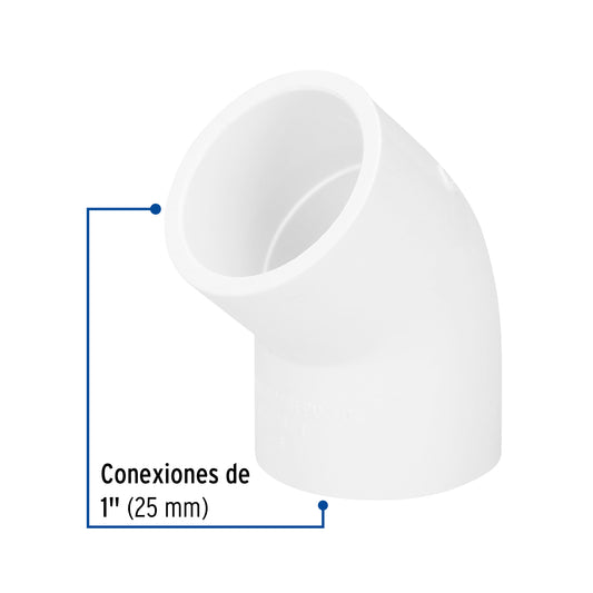 Codo de PVC de 1 pulgada a 45 grados