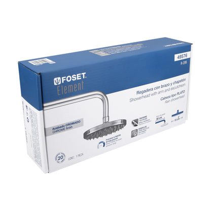 Regadera redonda de 6" tipo plato con brazo de pared