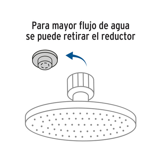 Regadera redonda de 6" tipo plato con brazo de pared