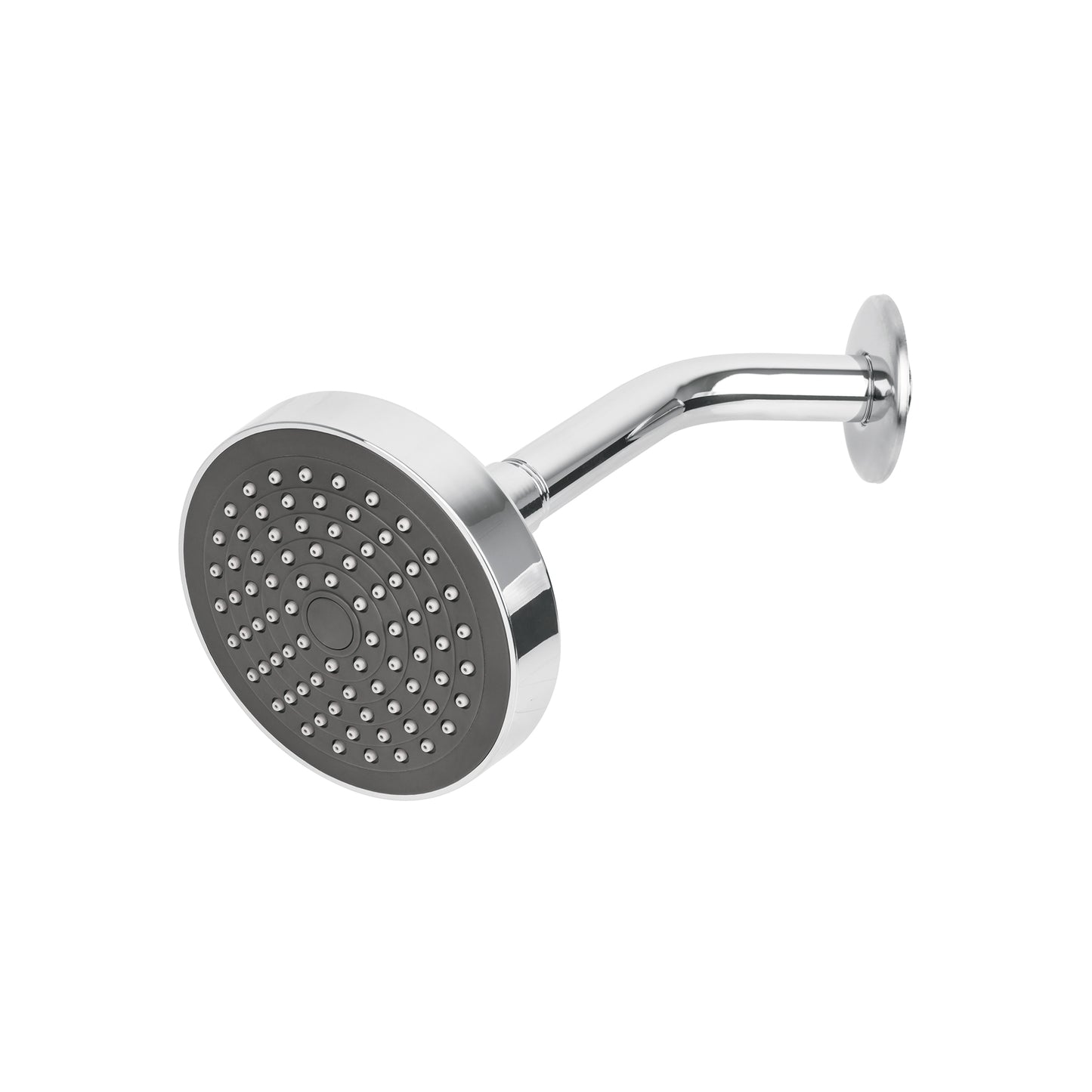 Regadera redonda de 4-1/4" con brazo y chapetón de acero