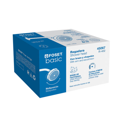 Regadera redonda de 4-1/4" con brazo y chapetón de acero