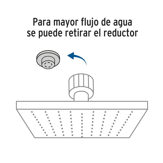 Regadera cuadrada 4", ABS, con brazo y chapetón, satín, AQUA · vista 2