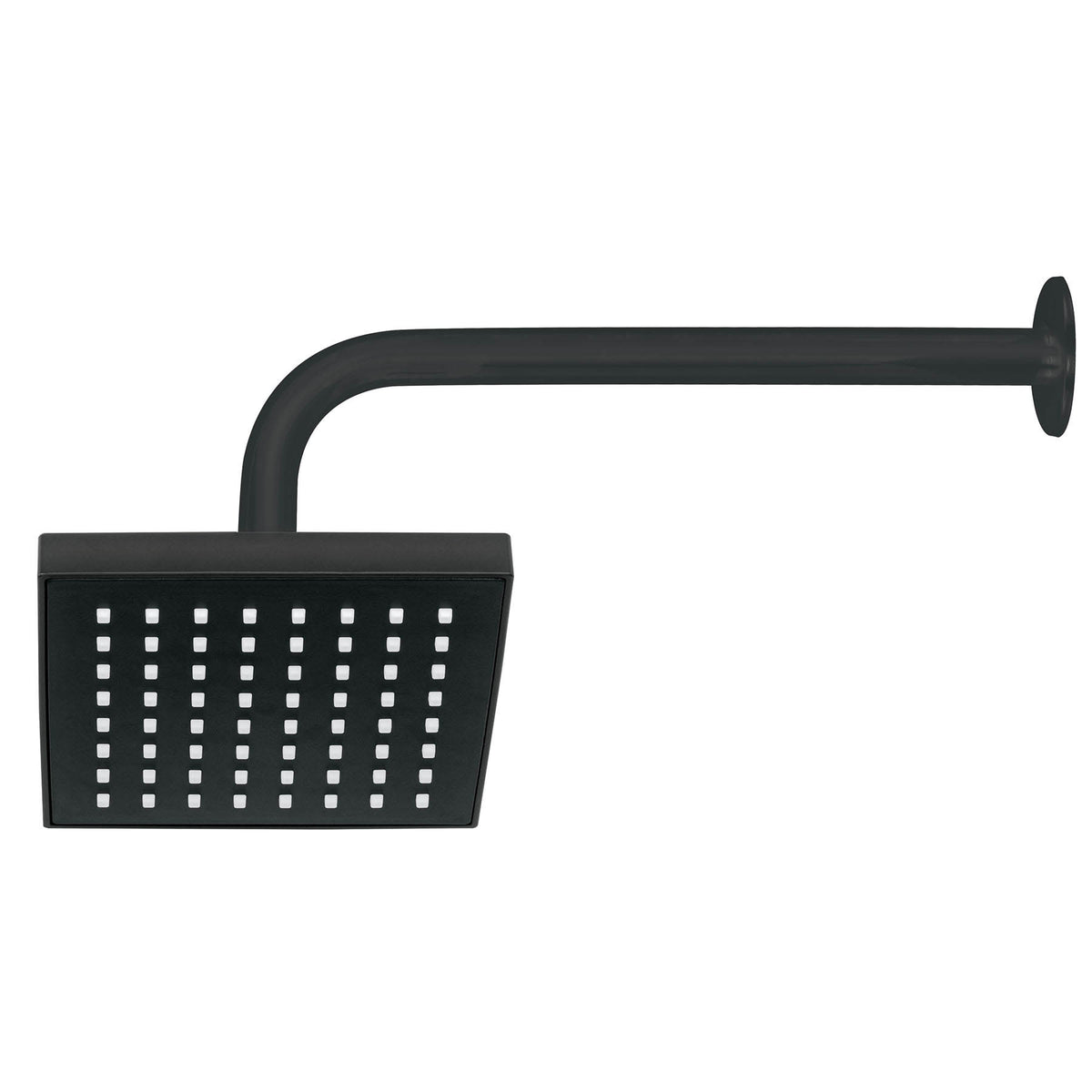 Regadera cuadrada 6", ABS, con brazo y chapetón, negro, AQUA
