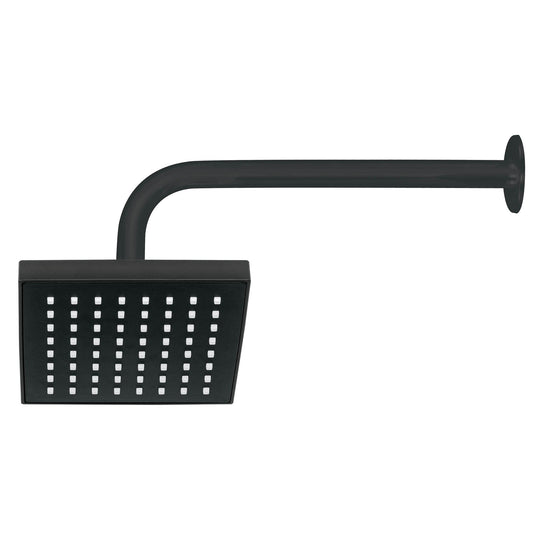 Regadera cuadrada 6", ABS, con brazo y chapetón, negro, AQUA