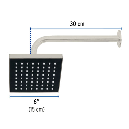 Regadera cuadrada 6", ABS, con brazo y chapetón, satín, AQUA · vista 4
