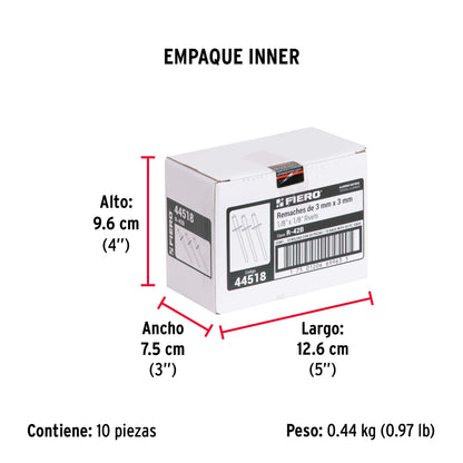 Bolsa con 50 remaches 1/8" x 1/8" de aluminio, ala 1/4" · vista 4