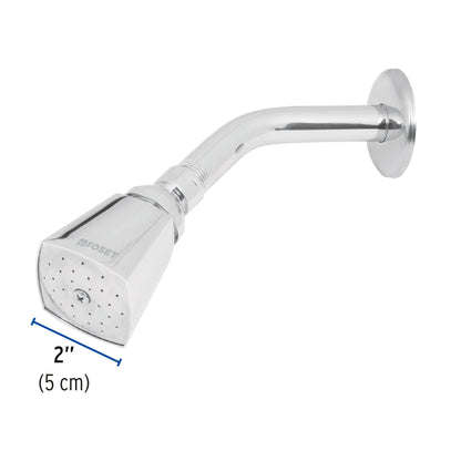 Regadera cuadrada metálica de 2" con brazo y chapetón cromados