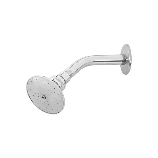 Regadera redonda metálica de 3" con brazo y chapetón cromados