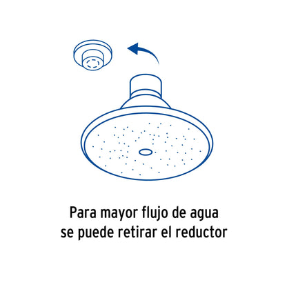 Regadera redonda metálica de 3" con brazo y chapetón cromados