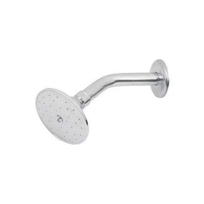 Regadera redonda metálica de 3-1/2" con brazo y chapetón cromados