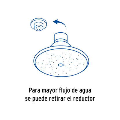 Regadera redonda metálica de 3-1/2" con brazo y chapetón cromados