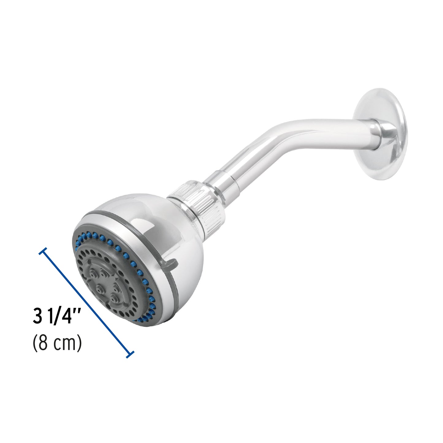 Regadera de 3-1/4" con 5 funciones y brazo cromado