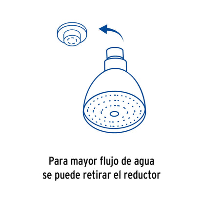 Regadera cónica metálica de 2-1/2" con brazo y chapetón cromados