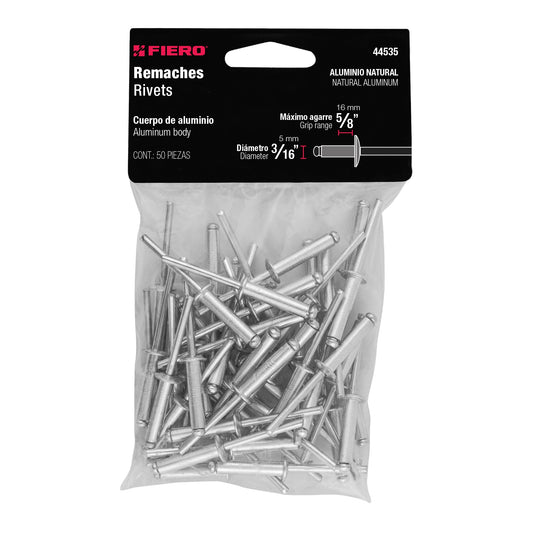 Remaches Aluminio 3/16 x 5/8 Bolsa 50pz