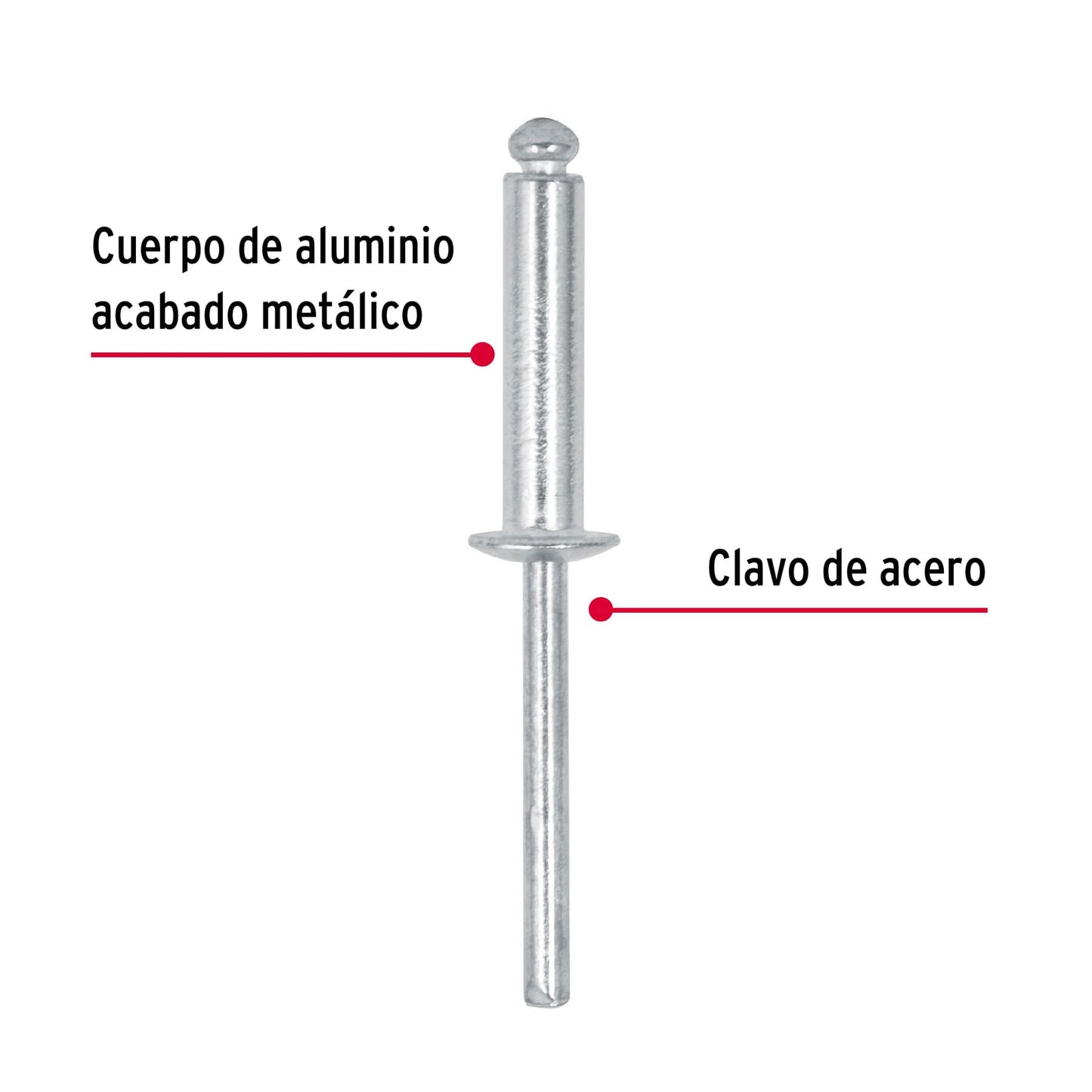 Remaches Aluminio 3/16 x 5/8 Bolsa 50pz