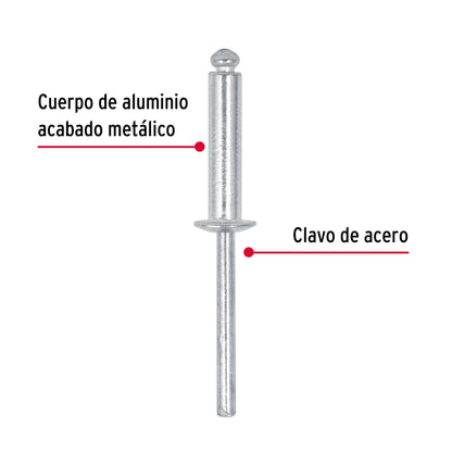 Remaches Aluminio 3/16 x 5/8 Bolsa 50pz