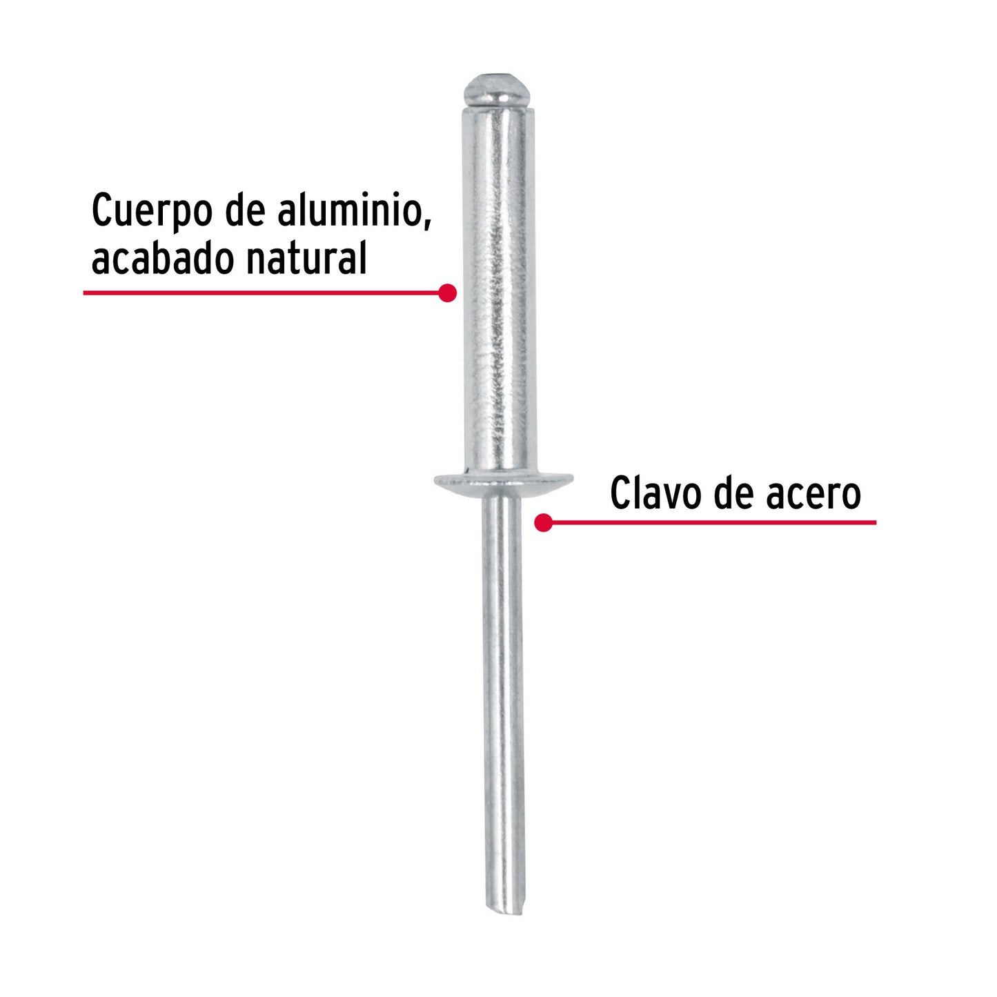 Remaches Aluminio 3/16 x 3/4 Bolsa 50pz