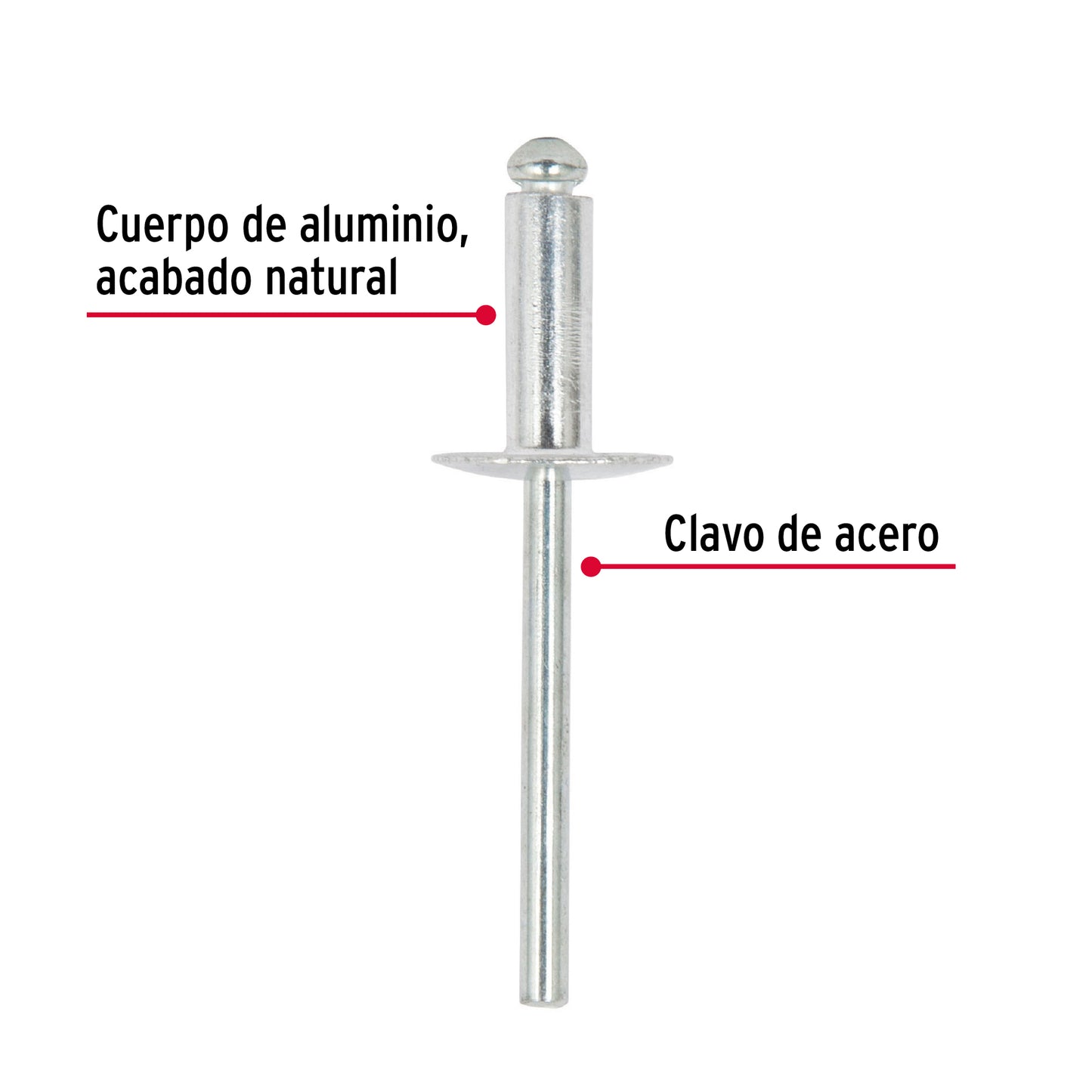 Remaches Aluminio 3/16 x 3/8 Bolsa 50pz