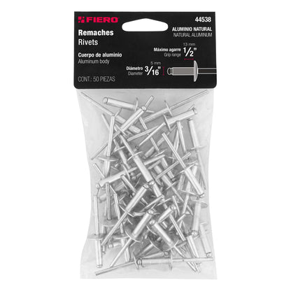 Remaches Aluminio 3/16 x 1/2 Bolsa 50pz