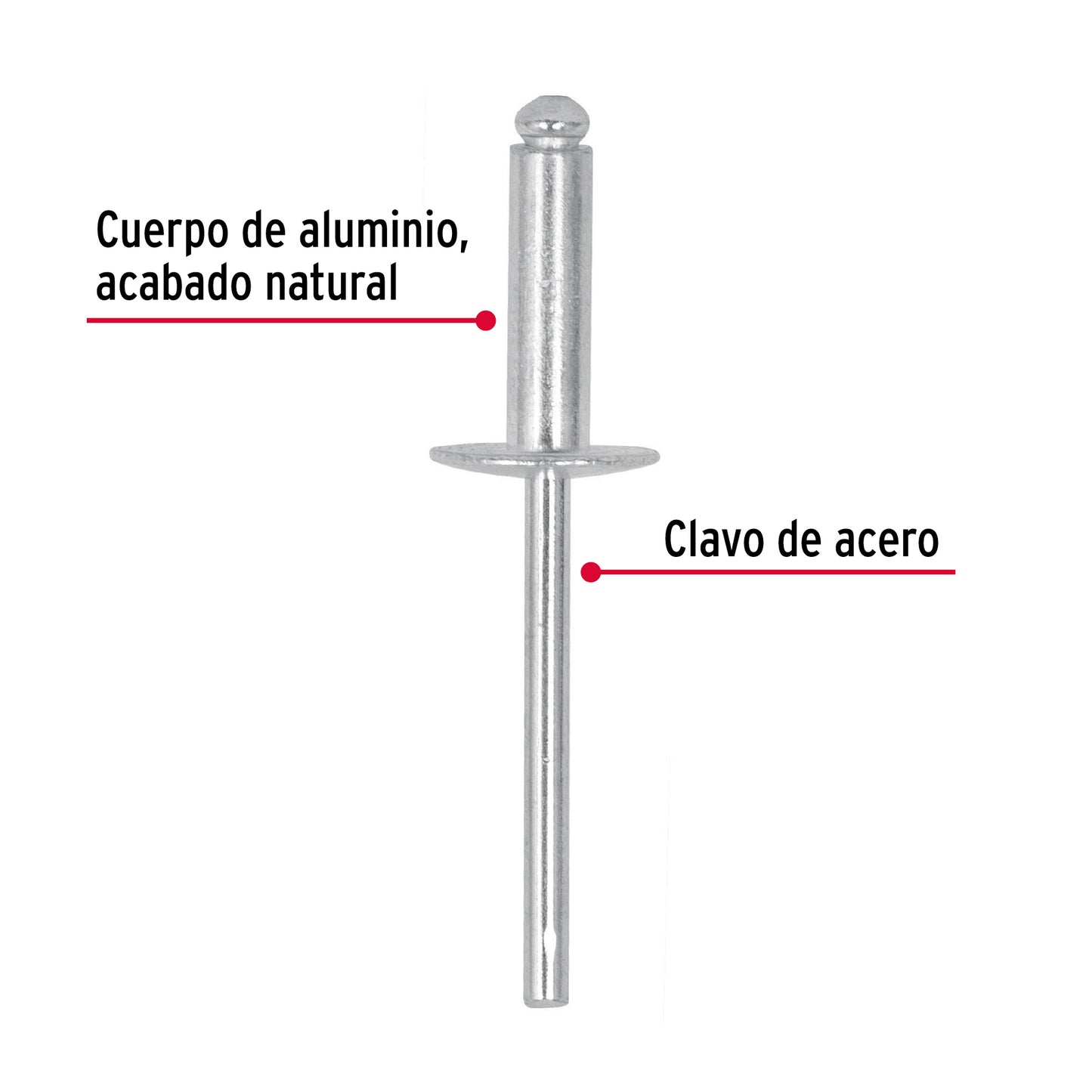 Remaches Aluminio 3/16 x 1/2 Bolsa 50pz